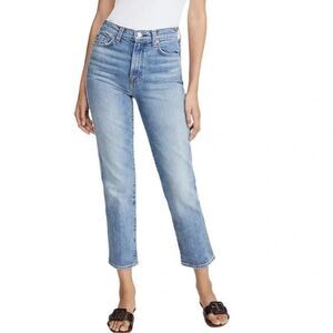 7 for all Mankind High Waisted Crop Straight Light Wash Jean Size 31 NWT